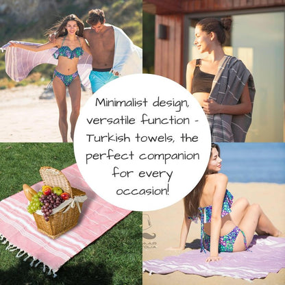 Turkish Beach Towel - 100% Cotton Quick Dry Sand-Free Striped Towel | Oversized 71x39 Inches in Sage Olive Green