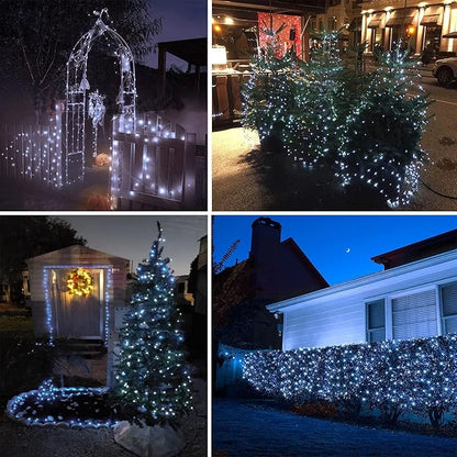 4 Pack Solar String Lights Outdoor, Extra-Long 400LED Solar Christmas Fairy Lights Waterproof, Outdoor Twinkle Light Silver Wire 8 Modes Fairy Light for Tree Garden Party Xmas Decor (Cool White)