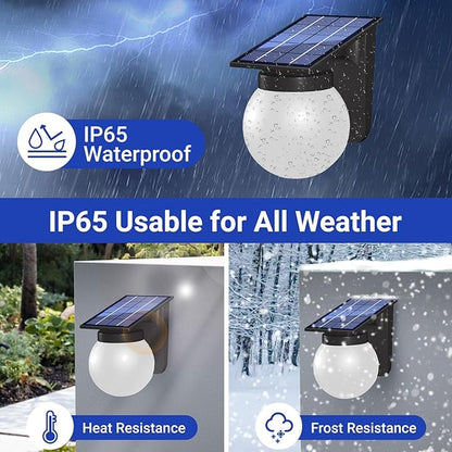 Solar Wall Lights Outdoor, 2 Pack, 3 Lighting Modes, IP65 Waterproof, Wireless Solar Powered LED Lights for Backyard, Garden, Fence, Patio, Front Door - Bright & Durable Outdoor Lighting