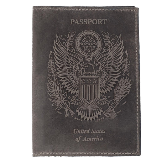 LEATHER VILLAGE Leather Passport Holder Cover – Travel Wallet with Card Slots, Vintage Passport Case for Men & Women – Cute Organizer for Travel Accessories & Documents - Grey