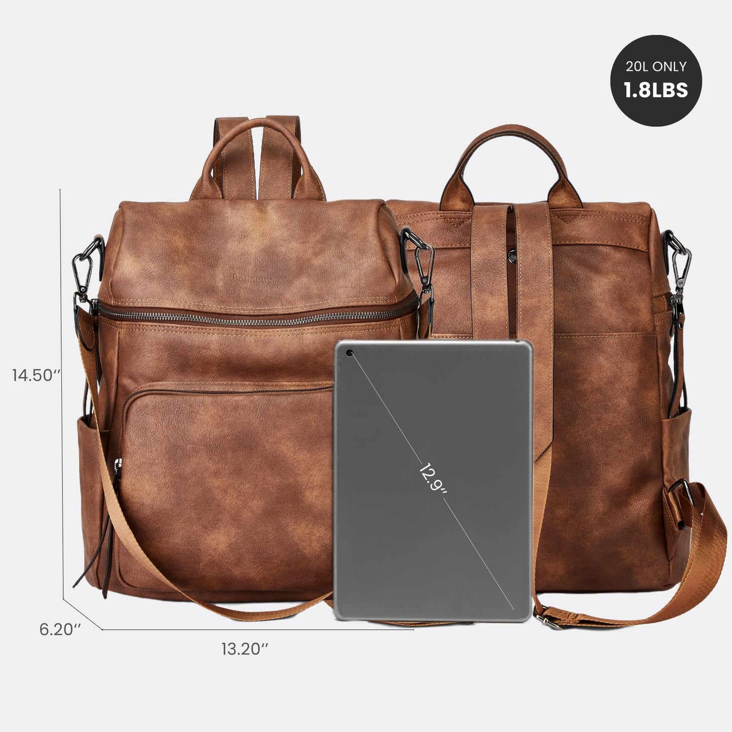 Botimmy Anti-Theft Backpack Purse for Women, Convertible 3-in-1 Vegan Leather Backpack with Hidden Zipper, Adjustable Shoulder & Crossbody Bag for Travel and Daily Commute