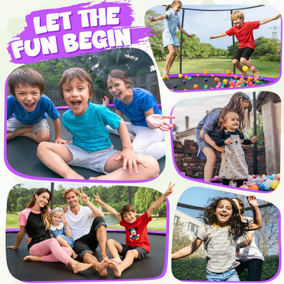 JELENS Trampoline 8FT 10FT 12FT 14FT 15FT 16FT, Recreational Trampolines with Enclosure Net, Outdoor Anti-Rust Trampolines for Kids and Adults, ASTM Approved