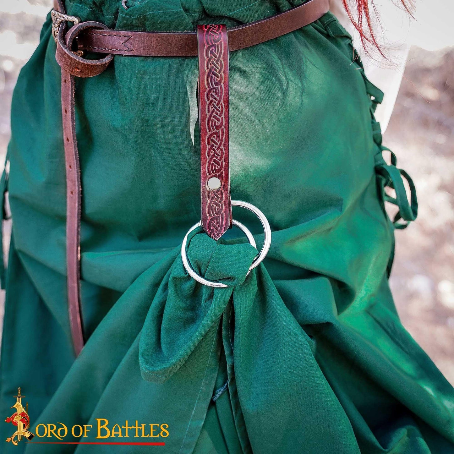 Lord of Battles 2pcs Skirt Hikes – Handmade 100% Full Grain Leather Waist Skirt Hoops Accessory for Renaissance, Cosplay (Maroon)