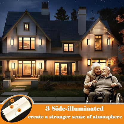 Black Outdoor Light Fixtures Wall Mount, IP65 Waterproof Porch Lights Outdoor Wall Sconce, 2 Pack Rectangular Modern Exterior Lighting Fixtures for House Front Door,3-Color Temperature