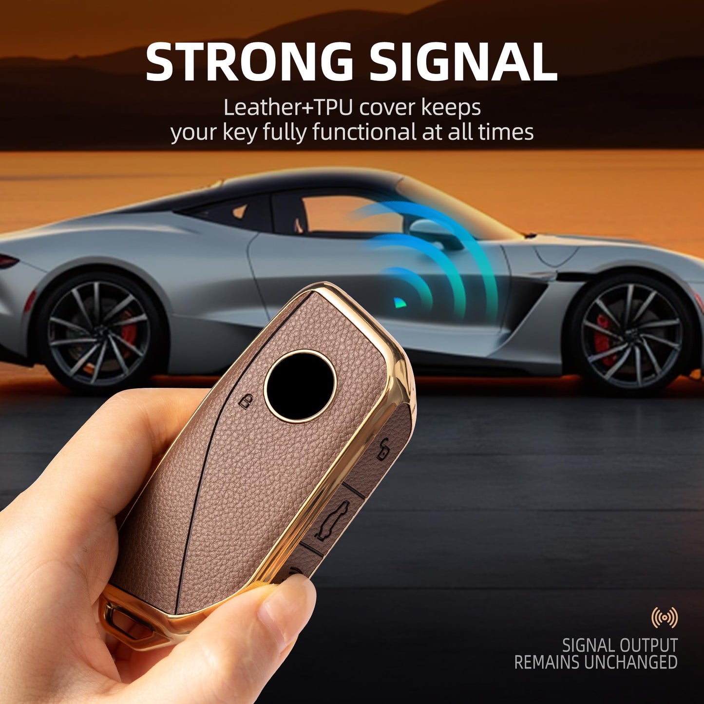GripKeyShell™ for BMW Key Fob Cover, Leather + Soft TPU Car Key Case with Keychain Compatible with 2023–2026 5 7 Series 740i 760i, X1 X2 X3 X5 X6 X7, i5 i7 iX iX3 XM Smart Key