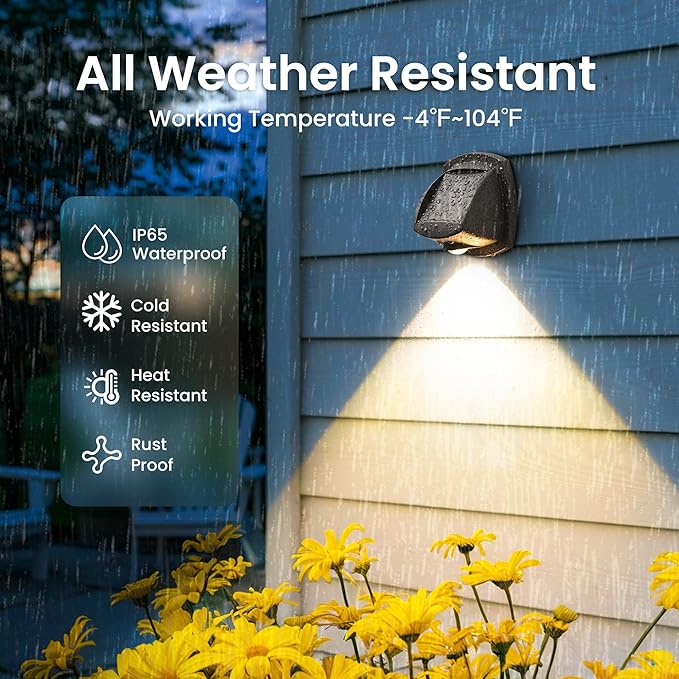SOLPEX Solar Lights Outdoor Waterproof IP65, Solar Stair Lights Outdoor for Fence, Deck, Step, Dual Color LED 3 Lighting Modes House Wall Light for Porch, Backyard, Fence, Garden Decor-12 Pack