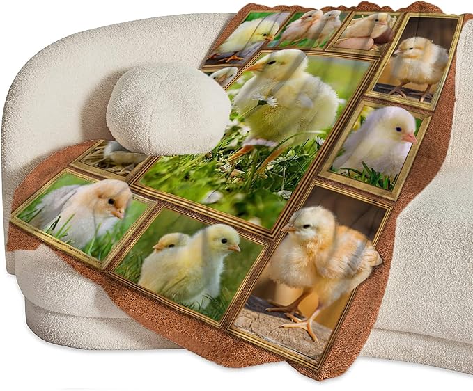 Cute Chicken Blanket, Farm Animal Throw Blankets, Yellow Chick Fuzzy Plush Blanket Ultra Soft for Chicken Lover Gift Kids Teens Women Men Girls Boys Stuff Decor for Home Bedding Sofas Couch 50"X40"