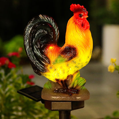 ZFNN Solar Rooster Lights Outdoor Decorative,Solar Chicken Decor Garden Stakes Lights,Waterproof Chicken Statue with Led Lights Yard Art for Pathway Lawn Patio Courtyard Backyard(Warm White)
