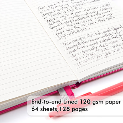 feela 12 Pack Notebooks Journals Bulk, Hardcover Notebook Classic Ruled Lined Journals with Pen Holder for Women Girls School Business Supplies, with 12 Black Pens, 120 GSM, 5.1”x8.3”, A5, Berry