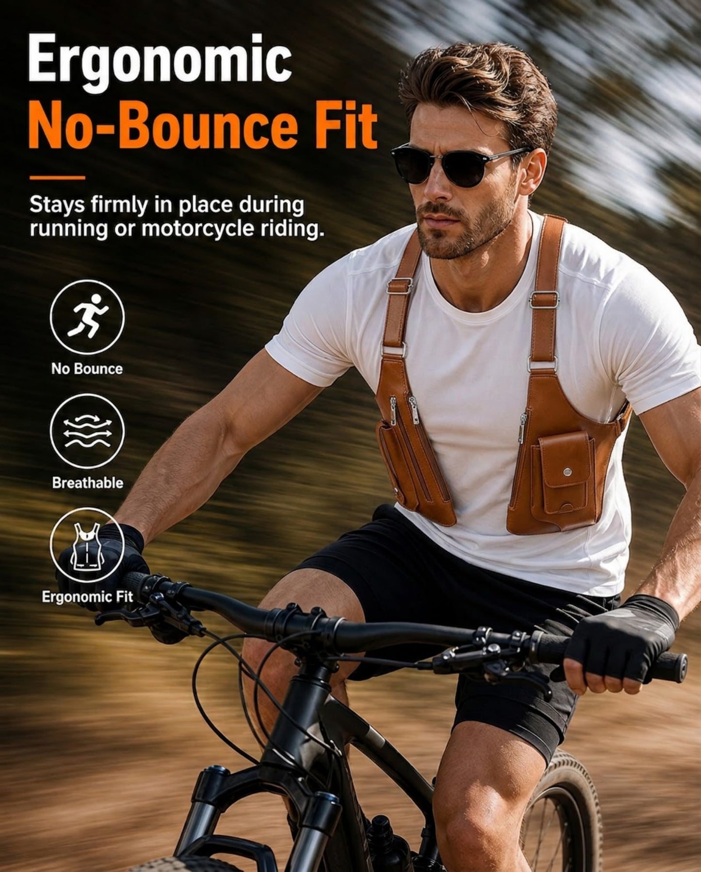 Taadyin Large Double Shoulder Armpit Bag for Men, PU Leather Anti-Theft Underarm Holster Shoulder Wallet for Travel Cycling (Brown)