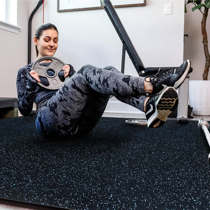 SUPERJARE 0.4'' Thick 36 Pcs 144 Sq Ft Rubber Top Exercise Equipment Mats, High Density EVA Foam Mats with Rubber Top, Interlocking Gym Flooring for Home Gym, Protective Workout Mat, Black/Grey