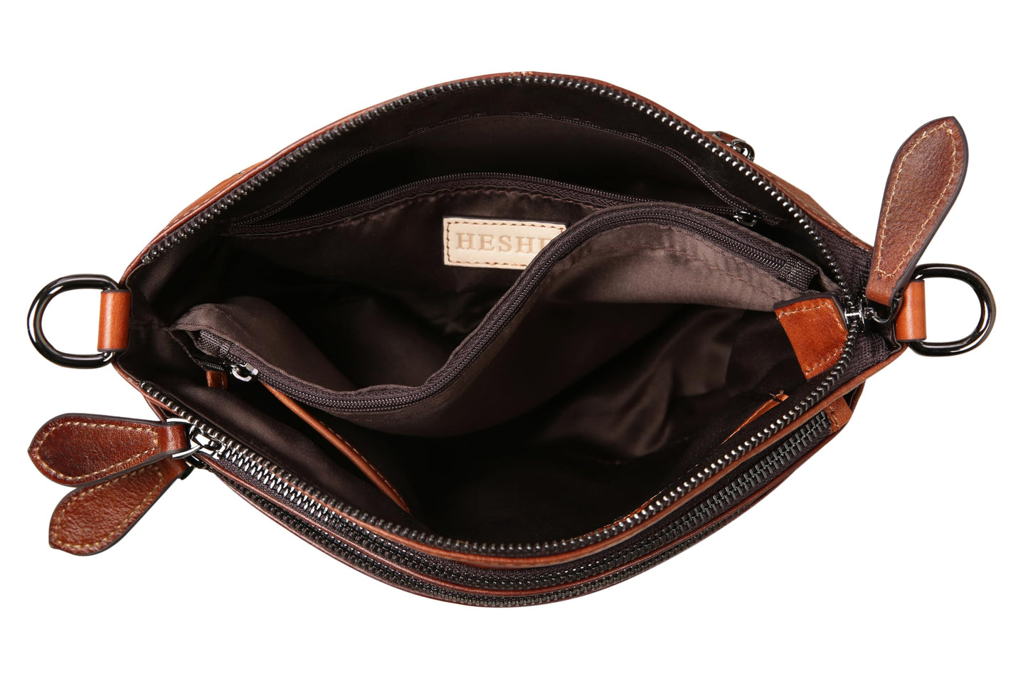HESHE Leather Crossbody Bags for Women Vintage Satchel Bags Leather Purses and Handbags Small Shoulder Handbags Sling Pocket Bag Hobo Purse Designer Travel Bags (Brown)