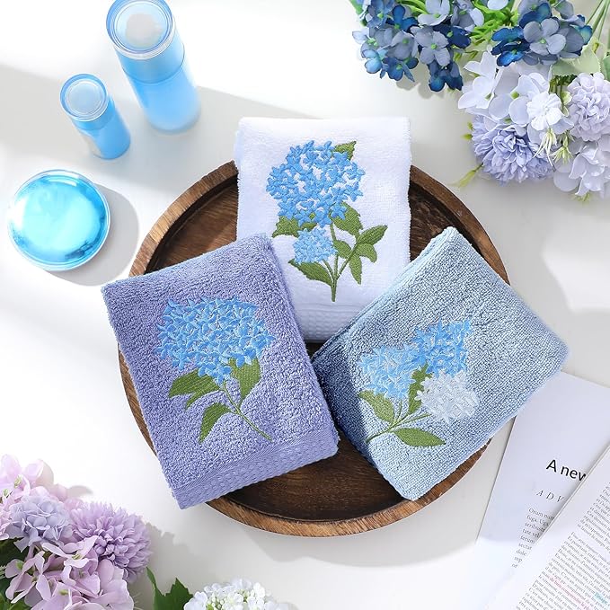Blue Hydrangea Hand Towels Farmhouse Hydrangea Bathroom Decor 14x29 Inch