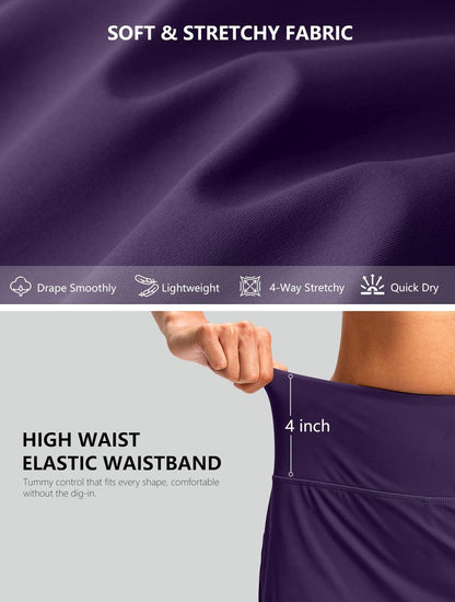 G Gradual 16"/18" Skorts for Woman Golf Skirt with 2 Pockets Stretchy High Waisted Built-in Shorts for Tennis Summer Casual, 16 Inch, Deep Purple, Small
