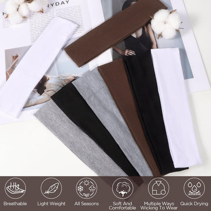 Ztomine Headbands for Women, 8pcs Stretchy Non Slip Soft Cotton Cloth Hair Bands for Sports, Workout, Yoga and Running