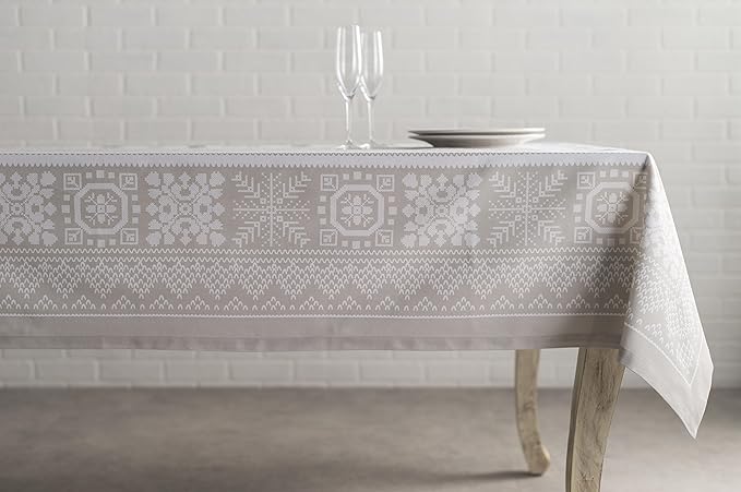 Maison d' Hermine Table Cloth Rectangle Table 100% Cotton 60 x 90 Inches Fall Tablecloth Reusable Everyday Use for Thanksgiving Christmas Decorations Dining Farmhouse Party (Cozy Christmas)
