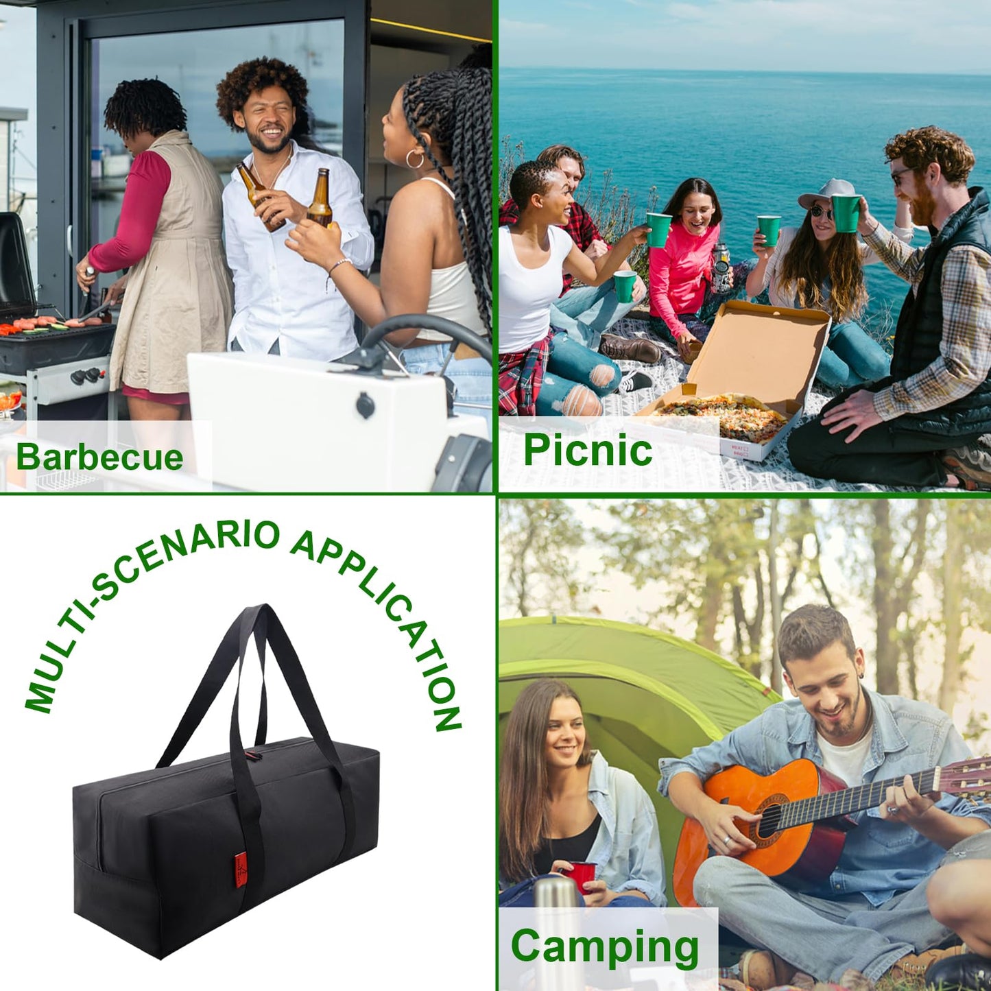Cover Geny 24" Grill Tool Organizer, BBQ Tool Storage Bag - Heavy-Duty Storage Bag Waterproof 600D Oxford, Folding Design Gift for Camping, Tailgates, Outdoor BBQ Parties (24" Lx8 Wx8 H)