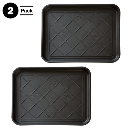 All-Weather Boot Tray - Water-Resistant Plastic Mud Pan, Pet Food Tray, and Outdoor or Indoor Shoe Mat for Entryway by Stalwart (Black)
