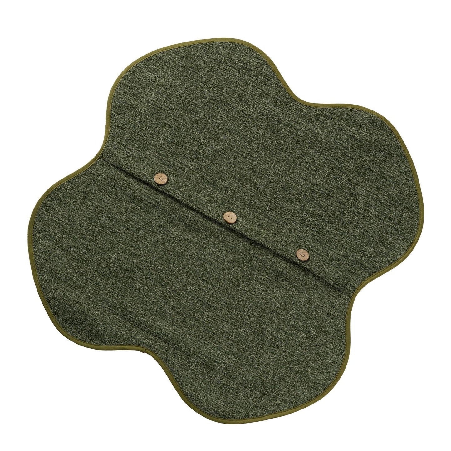 FUTEI Pack of 2 Chenille Buttons Throw Pillow Covers 18x18 Inch Four-Leaf Clover Shape Scalloped Bordered Decorative Cushion Case Farmhouse Accent for Couch Living Room, Moss Green