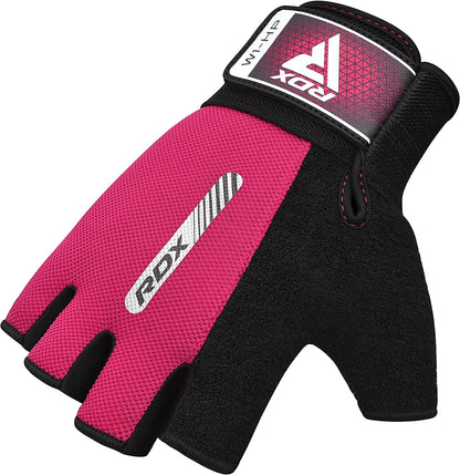 RDX Weight Lifting Gloves Gym Fitness Workout, Anti Slip Padded Full Palm Protection, Ultra Ventilated, Bodybuilding Strength Training HIIT WOD Exercise, Half Finger Men Women Cycling Rowing Climbing