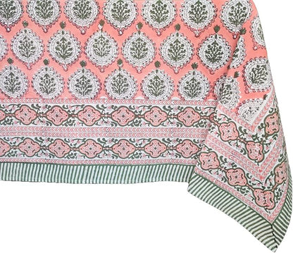 ATOSII Kari 100% Cotton Fall Tablecloth, Handblock Print Rectangle Table Cover for Kitchen Dining Linen I Parties, Thanksgiving, Christmas, Wedding, Fall Decor Table Cloth 60 X 90 Inches