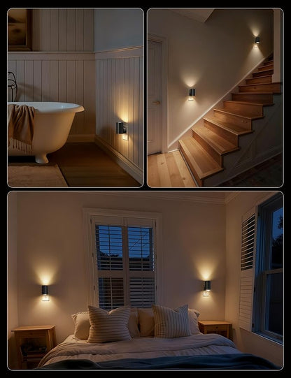 Brightown 2 Pack Night Lights Plug into Wall, Modern Night Light with Rotating Plug, Dusk to Dawn Sensor, 0-100LM Stepless Dimming Aora Night Light for Hallway Bedroom Bathroom, Soft White