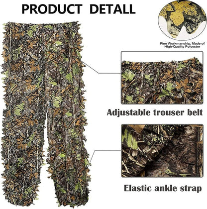 Monfasye Ghillie Suit, 3D Leafy Camo Hunting Suits Breathable Woodland Gillies Costume Jungle Clothing