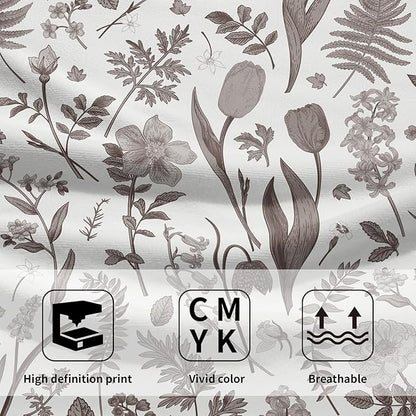 Spring Floral Hand Towels for Bathroom Set of 2 Dark Brown White Flower Leaves