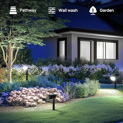 Linkind Solar Spot Lights Outdoor, 60 LEDs Solar Lights Outdoor Waterproof IP67 with 30% Conversion Rate, Ideal for Landscape, Garden, Yard, Pathway (4 Pack, Cool White)