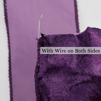 MEEDEE Purple Velvet 2.5 Inch Wired Ribbon - Crushed Velvet Christmas Ribbon, 10 Yards for Tree Decoration, Wreaths, Crafts