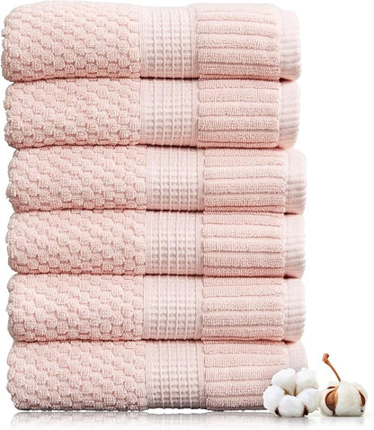 NY Loft 100% Cotton Hand Towel 6 Pack | Super Soft & Absorbent Quick-Dry Hand