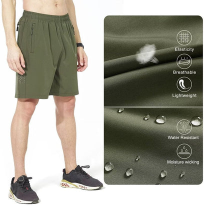 NORTHYARD Men's Athletic Running Shorts Gym Workout 7"/9"/5" Quick Dry Lightweight Sports Basketball Tennis 3 Zipper Pockets ArmyGreen 2XL