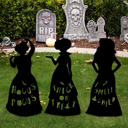 3 Pcs Halloween Witches Yard Stakes Large Witches Lawn Decorations Black Witches Silhouette Yard Signs with H-Stakes, Outside Waterproof Lawn Garden for Boys Girls Home Party Outdoor