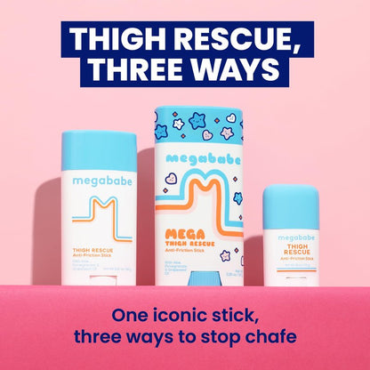 Megababe Mega Thigh Rescue | Jumbo Size Anti-Chafe Stick | Prevents Skin Chafe & Irritation | Thighs, arms, Bra-Lines & More | Summer and Hot Weather Essentials | 3.25oz (Pack of 1)