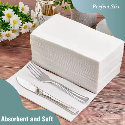 Bell Marque White Dinner Napkin-300 2-Ply White Dinner Napkins, 0.1" Height, 17" width, 15" Length (Pack of 300)