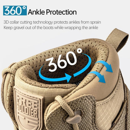 FREE SOLDIER Men's Waterproof Hiking Boots Lightweight Outdoor Mid Trekking Climbing Boots Men(Tan 12)