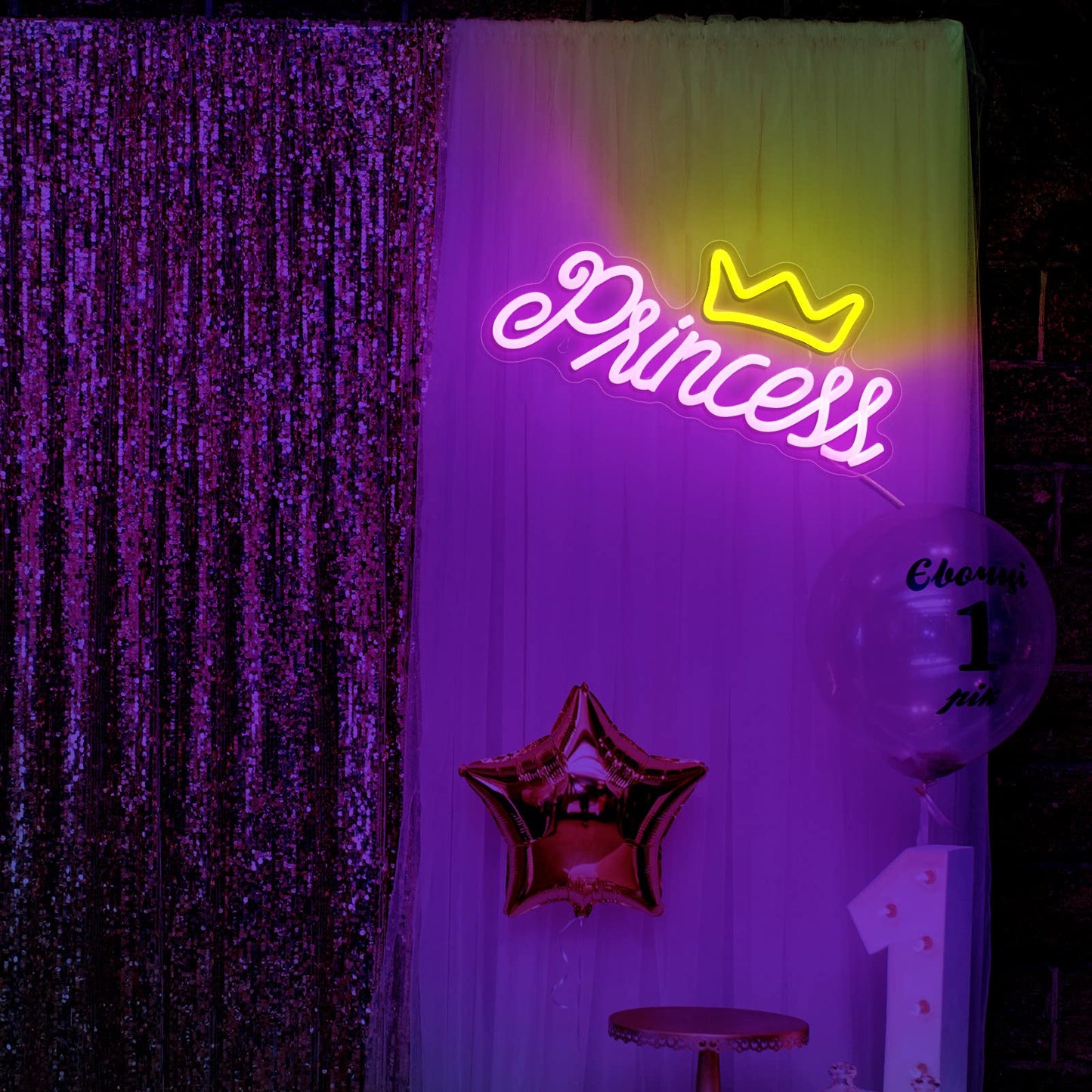 Ganeen Crown Neon Sign for Wall Decor Princess LED Neon Light Hanging Sign for Bedroom Decorative LED Wall Decor with USB Power for Room Wedding Party Bar Christmas Gift