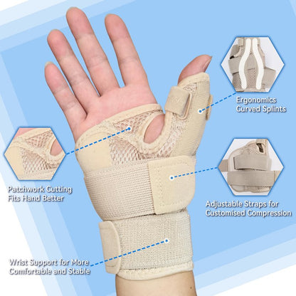 Hamshine New Updated Thumb Brace for Women and Men, Reversible Trigger Thumb Splint for Day & Night Support, Breathable Thumb Stabilizer for Arthritis, Tendonitis, Sprains Thumb Pain Relief (Khaki)