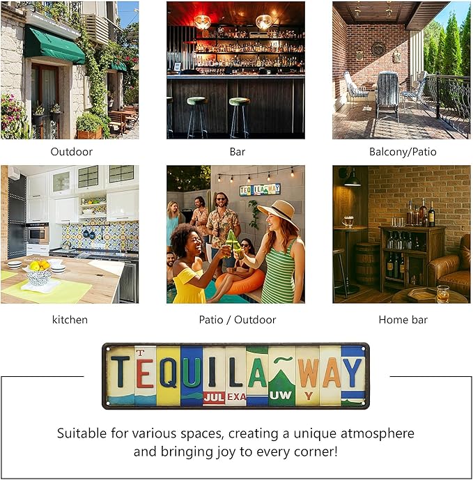 Tequila Way Metal Sign – All-Aluminum Retro Wall Decor for Home Bar, Patio Party, Poolside or Pub, Fun Gift for Tequila Lovers – 16 x 4 Inch