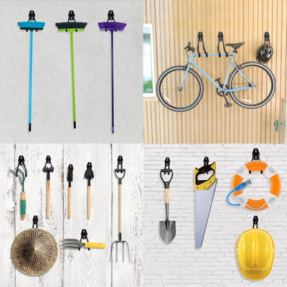 HUPBIPY Garage Hooks Heavy Duty Utility Steel with Anti-Slip Coating Wall Mount Storage Organizer for Hanging Power and Garden Tools, Ladders, Hose, Bikes, Ropes, Bulk Items, and More