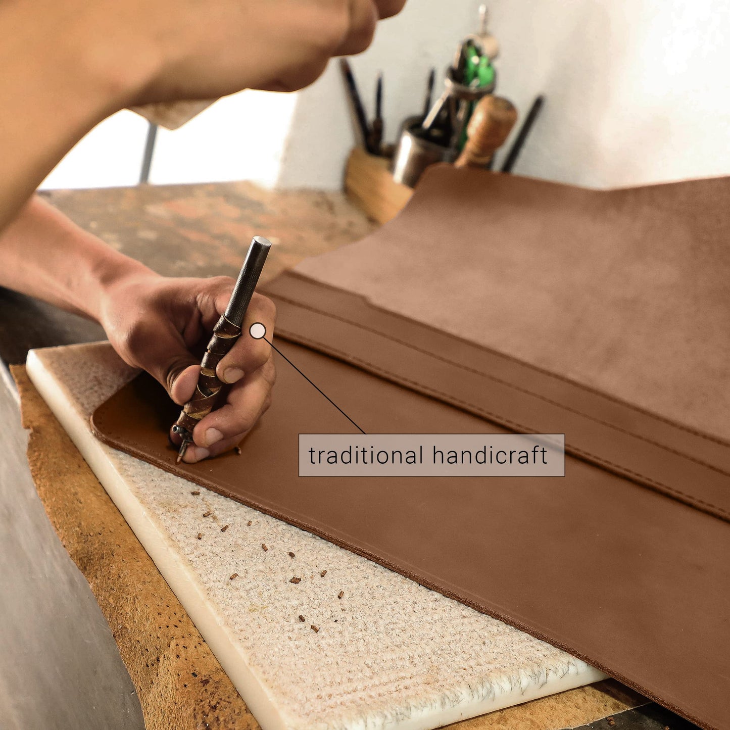 MacBook Air 15 Inch Sleeve — ‘Fernando’ Handmade & Expertly Crafted Luxury MacBook Case — Full Grain Beautifully Stitched Fair Trade Leather — Brown