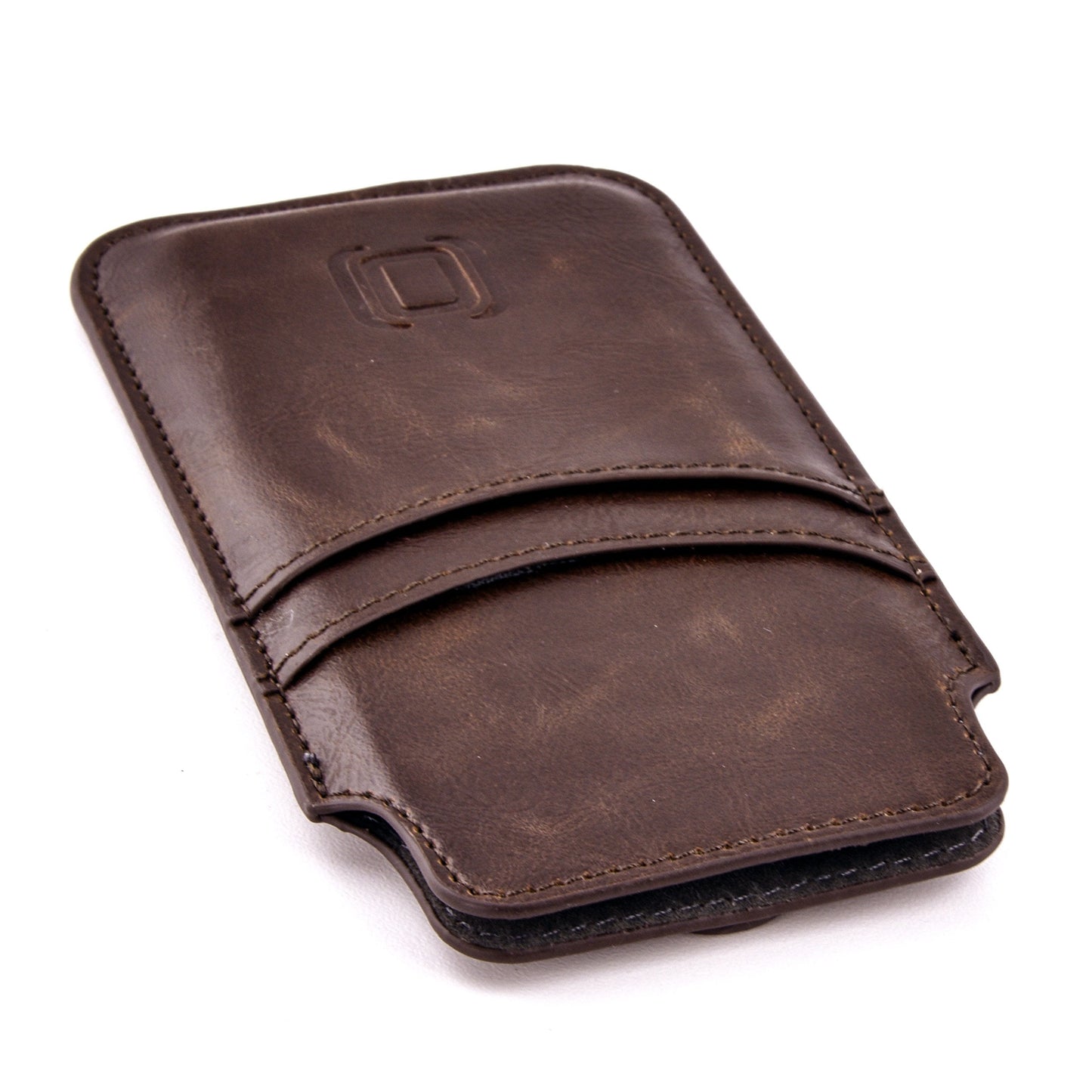 Dockem Provincial Wallet Sleeve for iPhone 11-15 Pro Max, 14-16 Plus, XS Max, 6-8 Plus (6.5/6.7 inch) – Vintage Vegan Leather Pouch Cover with 2 Card Holder Slots [Brown]