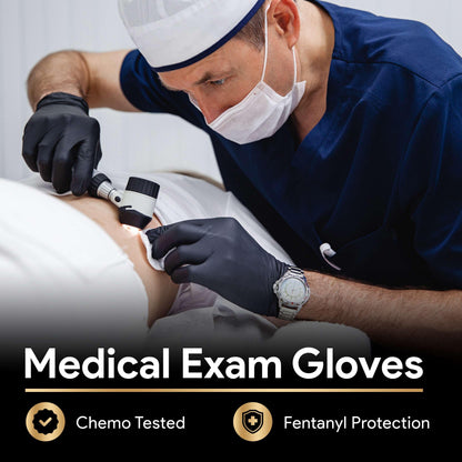 6 Mil Black Nitrile Gloves Medium, Heavy-Duty Disposable Gloves for Mechanics, Food Prep, and Medical Use - Powder-Free, Latex-Free, Extra Thick & Puncture-Resistant Rubber Glove - 50 Count