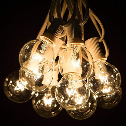 SUNSGNE 100Ft Patio String Lights, G40 Outdoor String Lights with 105 Clear Globe Edison Bulbs(5 Spare), 5 Watt Globe Bulb String Light for Indoor Outdoor Commercial Decor, White Wire