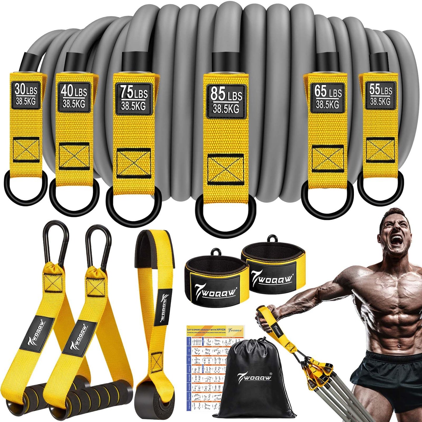 Heavy Resistance Bands for Working Out, 350lbs/450lbs Exercise Bands with Handles, Workout Bands Set for Men, Fitness Weight Bands for Muscle Strength Training, Stretching, Slim, Home Gym Equipment