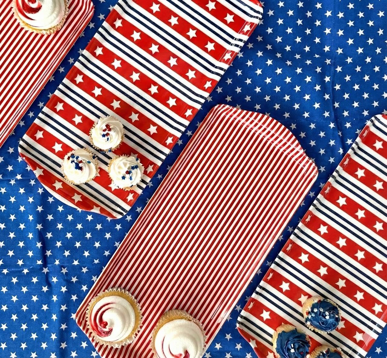Sprinkles & Confetti Red White & Blue Stars & Stripes Melamine Serving Tray | The Go-to Patriotic Platter for 4th of July, Memorial Day, Summer Parties & Hosting | BPA-Free & Reusable