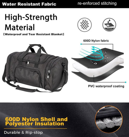 Miramrax Gym Bag Duffle Bags for Men Women with Shoes Compartment Sport Weekend Travel Overnight Carry On Bag for Tactical Military Travel Work Out Bags (Black)