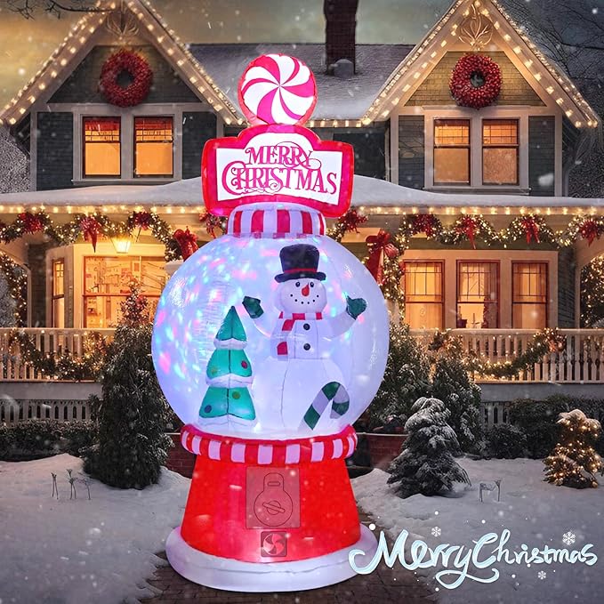 Vigdur 8 Ft Christmas Inflatables Outdoor Decorations, Blow up Inflatable Gashapon Machine with LED Lights for Indoor Outdoor Garden Yard Patio Lawn Xmas Holiday Party Roof Décor