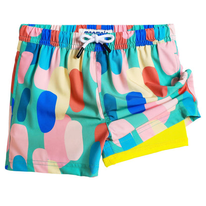 maamgic Boys Swim Trunks with Compression Liner Toddler Stretch Swim Shorts Quick Dry Swimming Trunks Boxer Brief 2 in 1 Beach Shorts Army Green 10/12