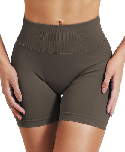 VOYJOY Women Workout Impact Shorts 2.5"/ 3.6"/ 4.5"/ 6" Scrunch Butt Lifting Gym Seamless Booty Biker Shorts Coffee